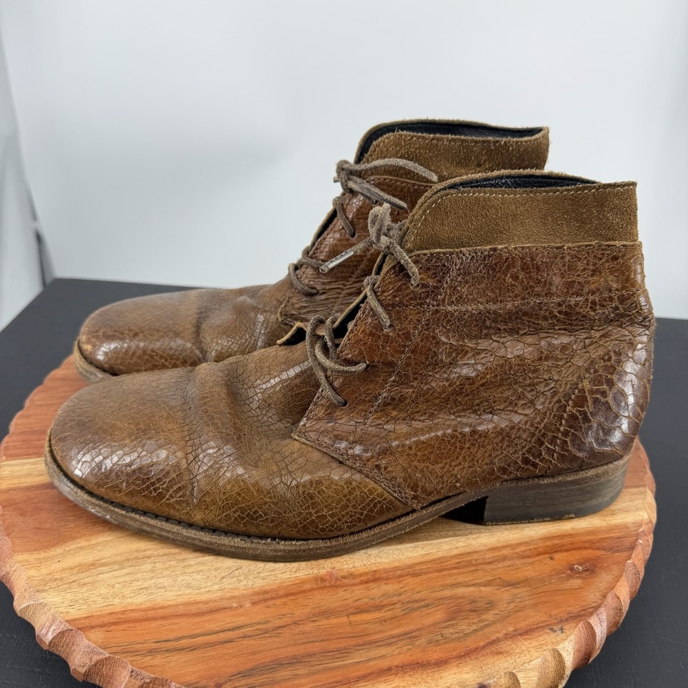AllSaints skiff crackle distressed leather‎ Lace Up Boots Mens 41 US 8 Brown